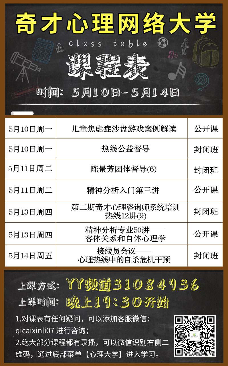 奇才心理网络大学:2021.05.10-05.14课程表 奇才心理网络大学:2021.05.10-05.14课程表