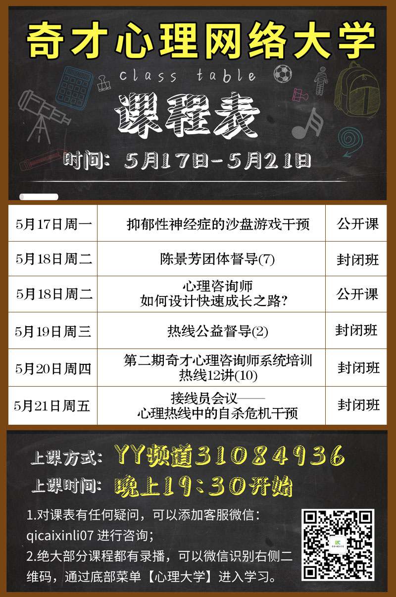 奇才心理网络大学:2021.05.17-05.21课程表 奇才心理网络大学:2021.05.17-05.21课程表