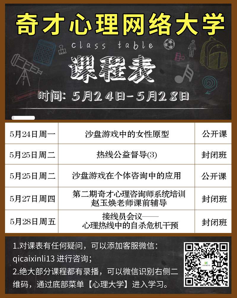 奇才心理网络大学:2021.05.24-05.28课程表 奇才心理网络大学:2021.05.24-05.28课程表